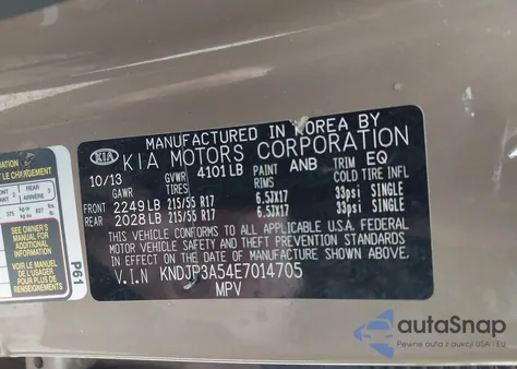 2014 Kia Soul + z USA, uszkodzony, nr VIN KNDJP3A54E7014705